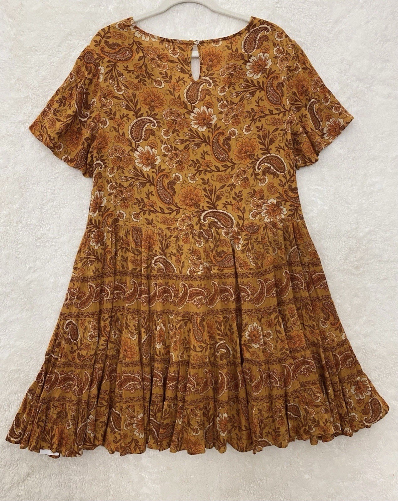Bila Marigold Floral Fit & Flare Swing Dress Size Large Summer Boho Peasant NWT