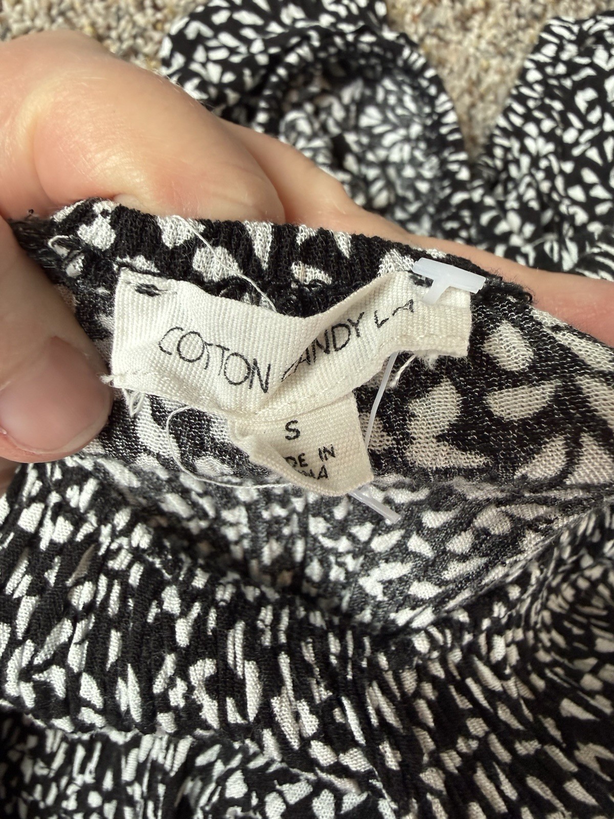 Cotton Candy LA Women’s Mini Black & White Sundress Ruffle Hem — Size Small