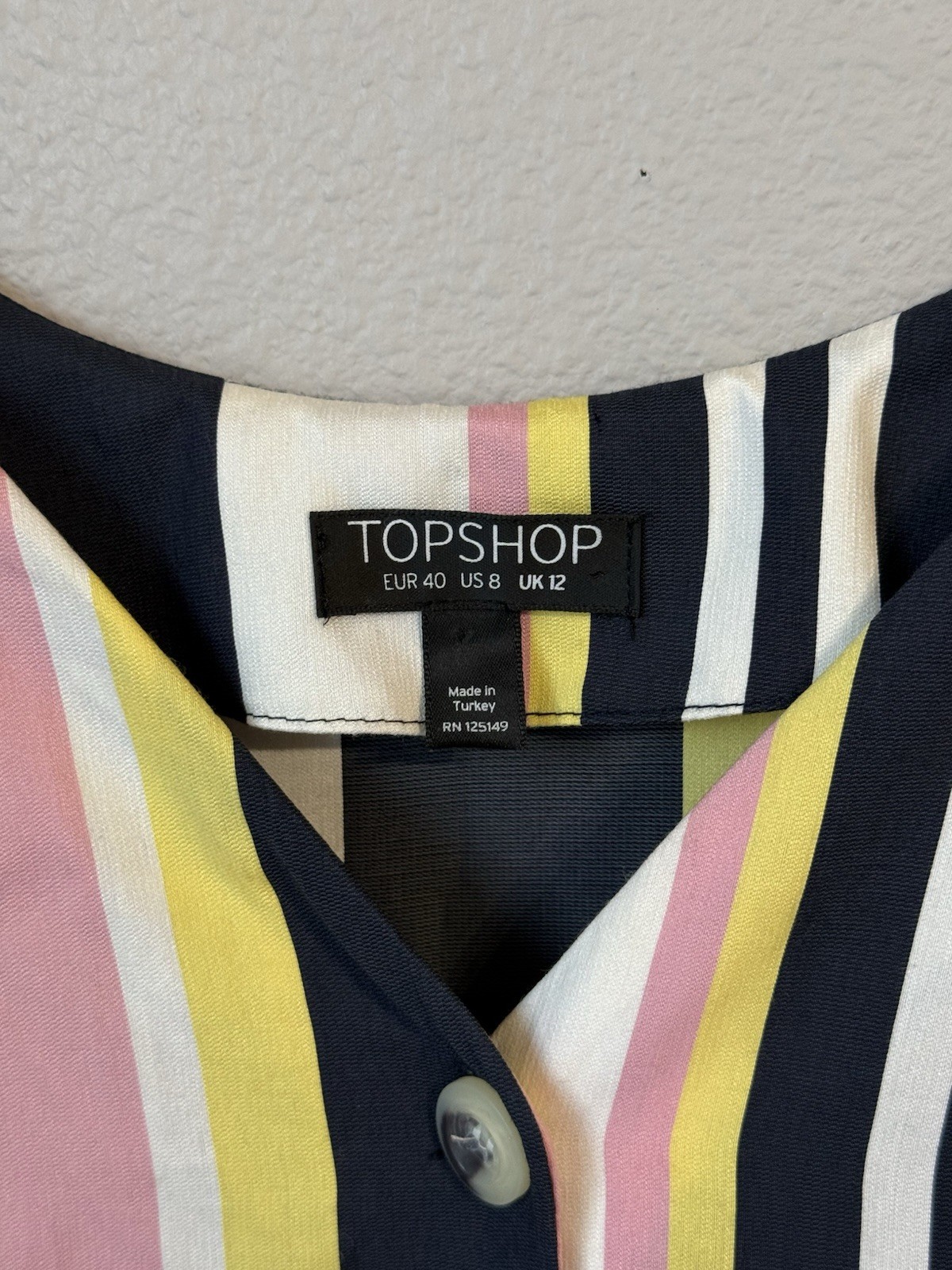 Topshop Multicolor Vertical Stripe Button-Front Dress Women’s Size 8 Sleeveless