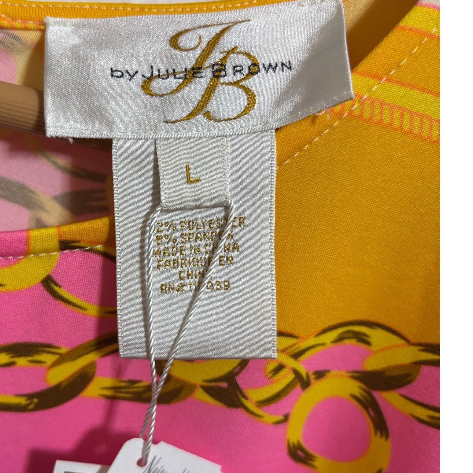 Julie Brown Equestrian Scarf Print Shift Dress 5000 Cruise Resortwear Large NWT