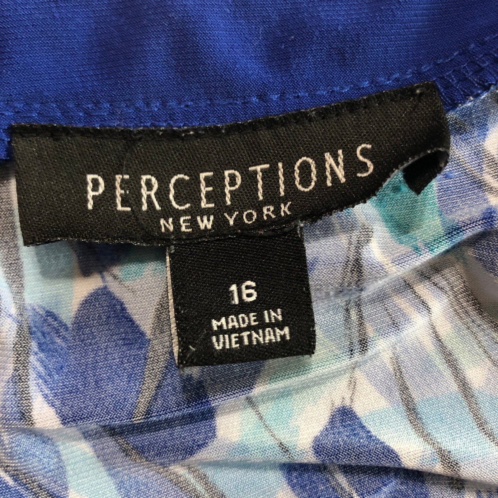 Perceptions New York Blue Abstract Brushstroke Sleeveless Midi Dress Womens 16