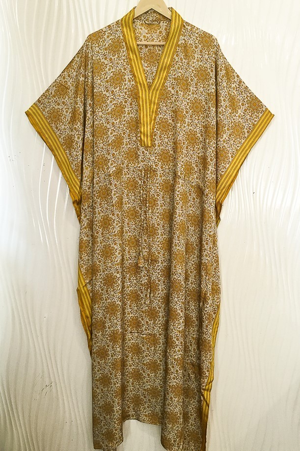 Silk White Kaftan / Handmade Flowy Maxi Dress / Resort Wear Outfit MFN1089