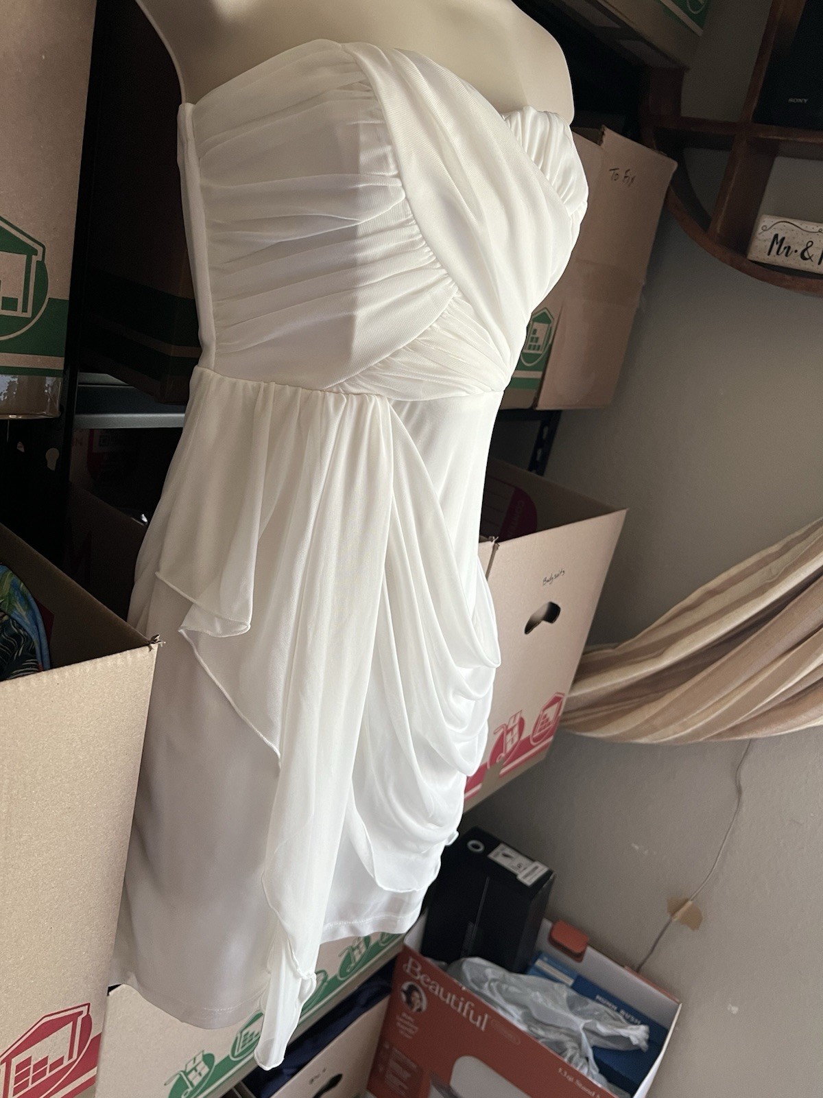 Mod Modele Womens Strapless Ruched Lined Short Dress. Size 3