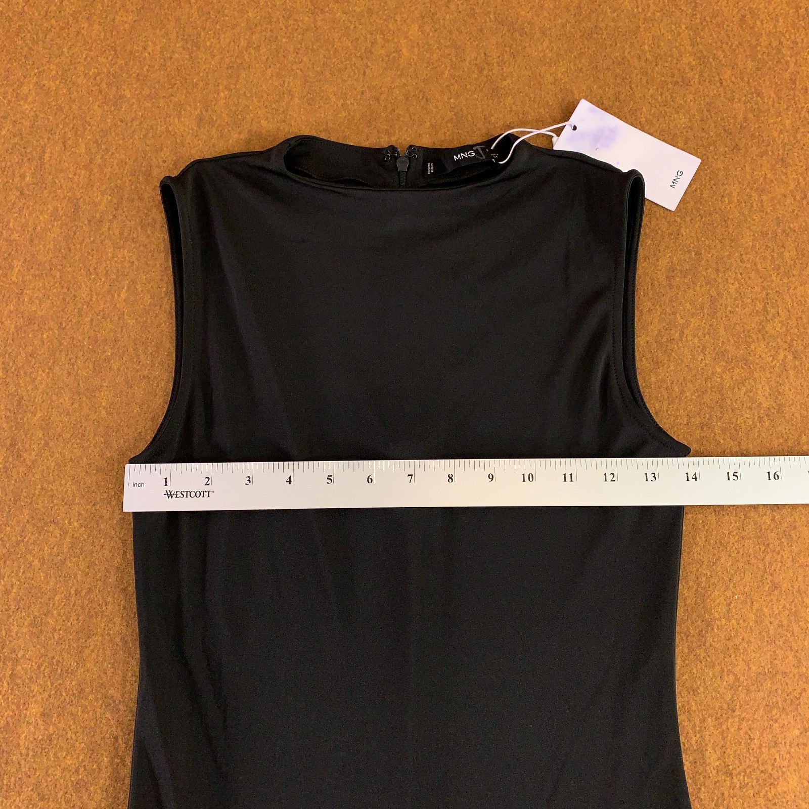 Mango Womens 4 Black Stretch Sleeveless Pleated Zip Back A-Line Maxi Dress NWT