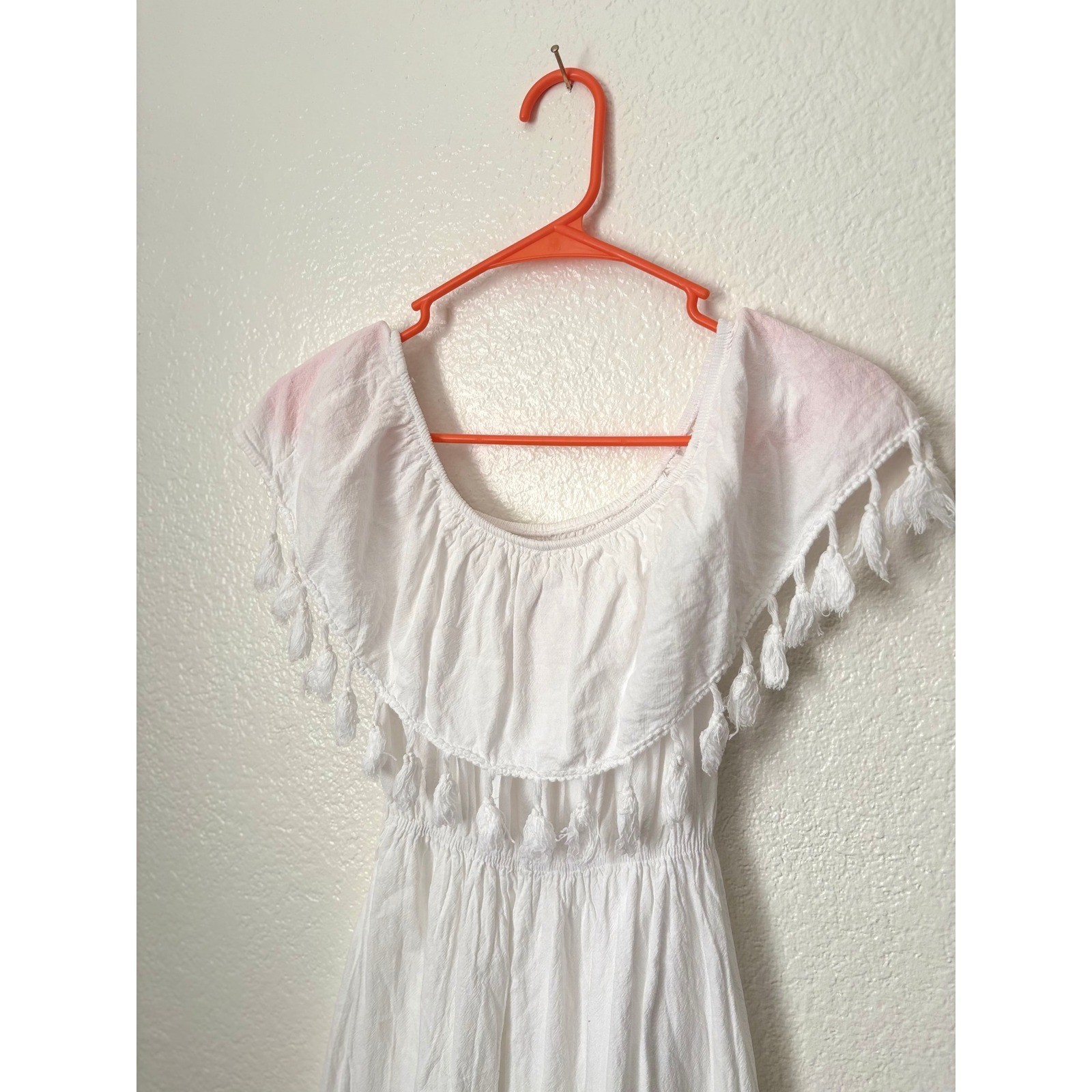 Seaspice Off Shoulder Tassel Dress Beach Vacation Coastal Resort Preppy Hamptons