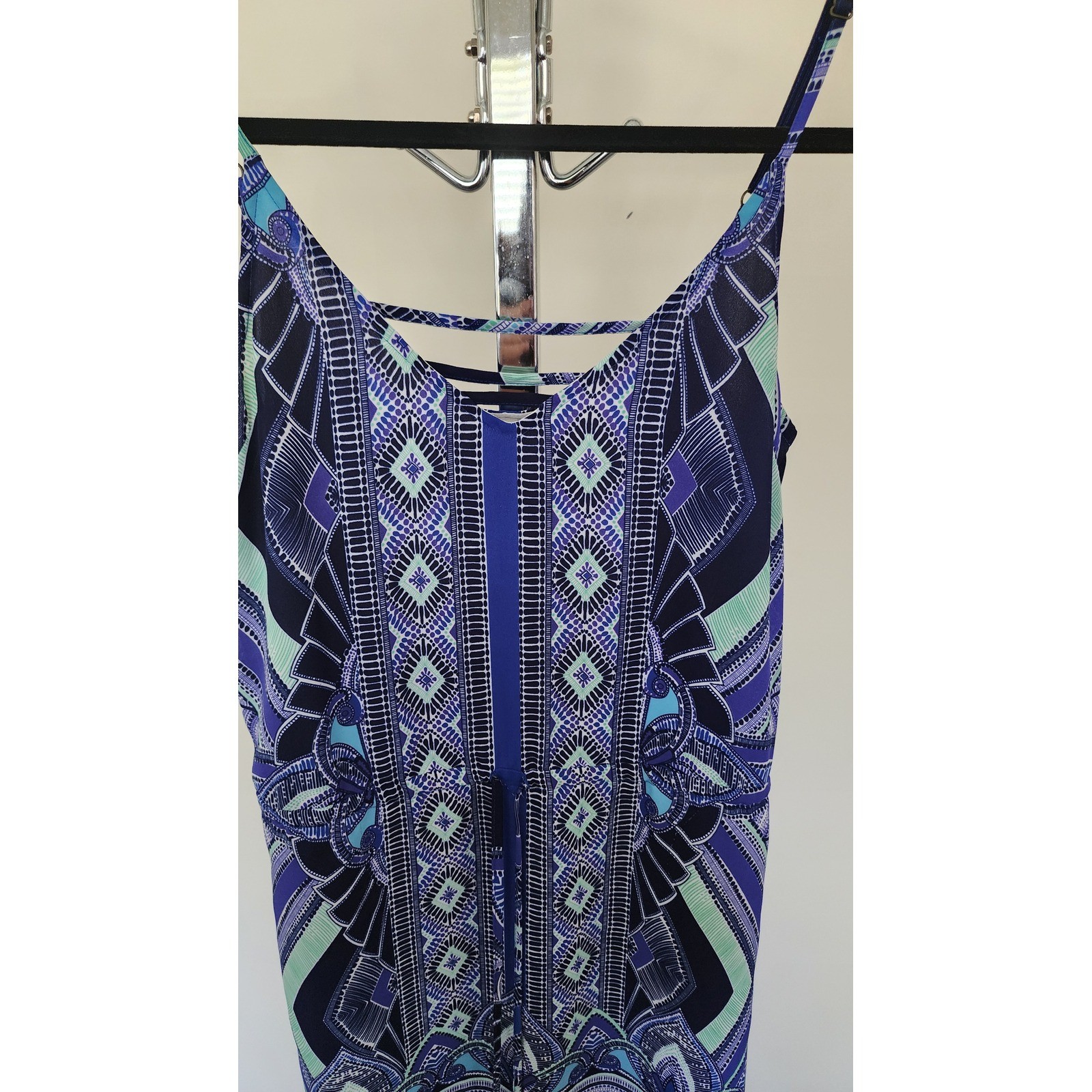Mercer & Madison Blue Geometric Print Mini Dress Adjustable Straps Size 2