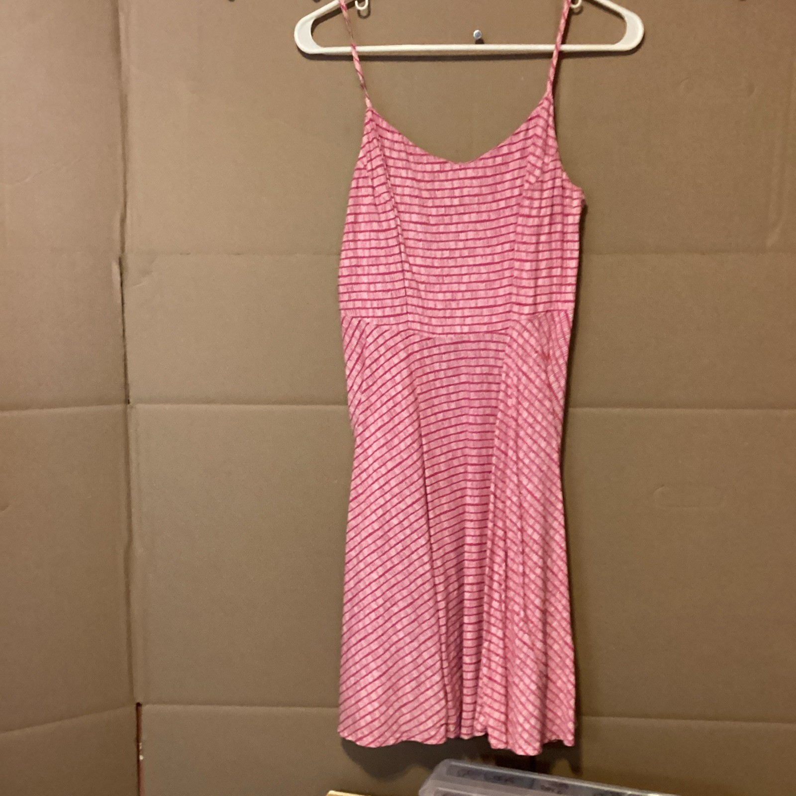 Old Navy Pink White Striped Fit & Flare Scoop Neck Sundress M Cotton Knit