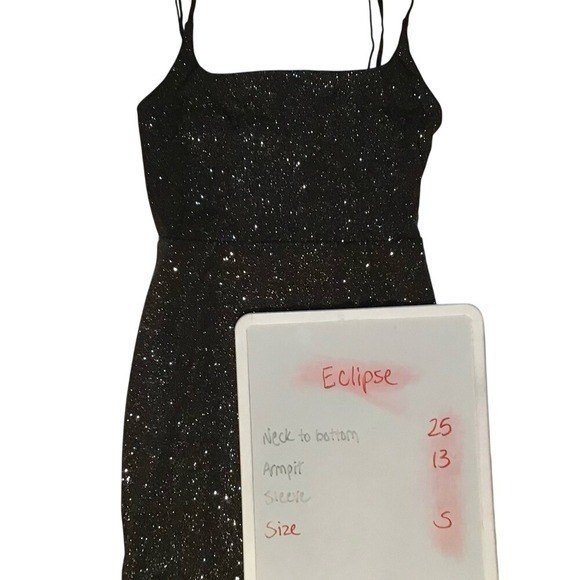 Eclipse Mini Dress Sparkle Glitter Sleeveless Party Cocktail Club Black