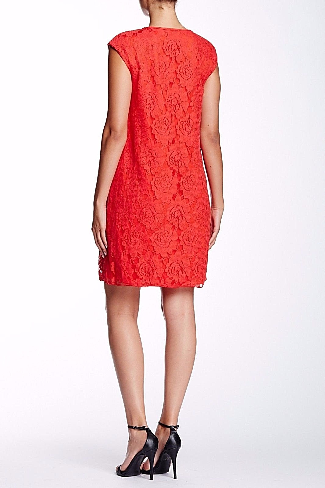 MAX STUDIO Orange Persimmon Floral Lace Shift Dress Sz.M NWT $138