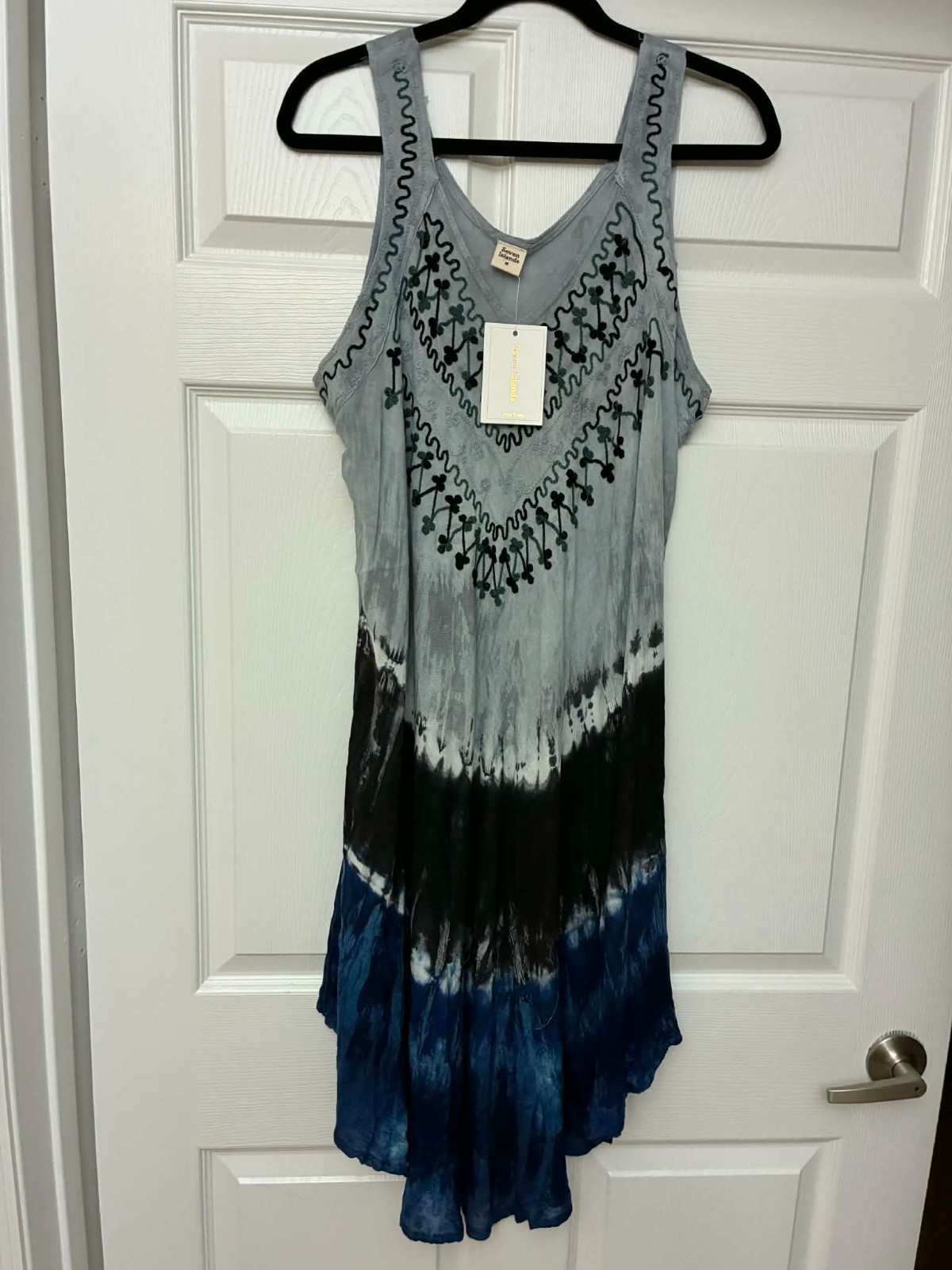 Seven Islands Boho Embroidered Tie Dye Sleeveless Dress Women’s Medium NWT