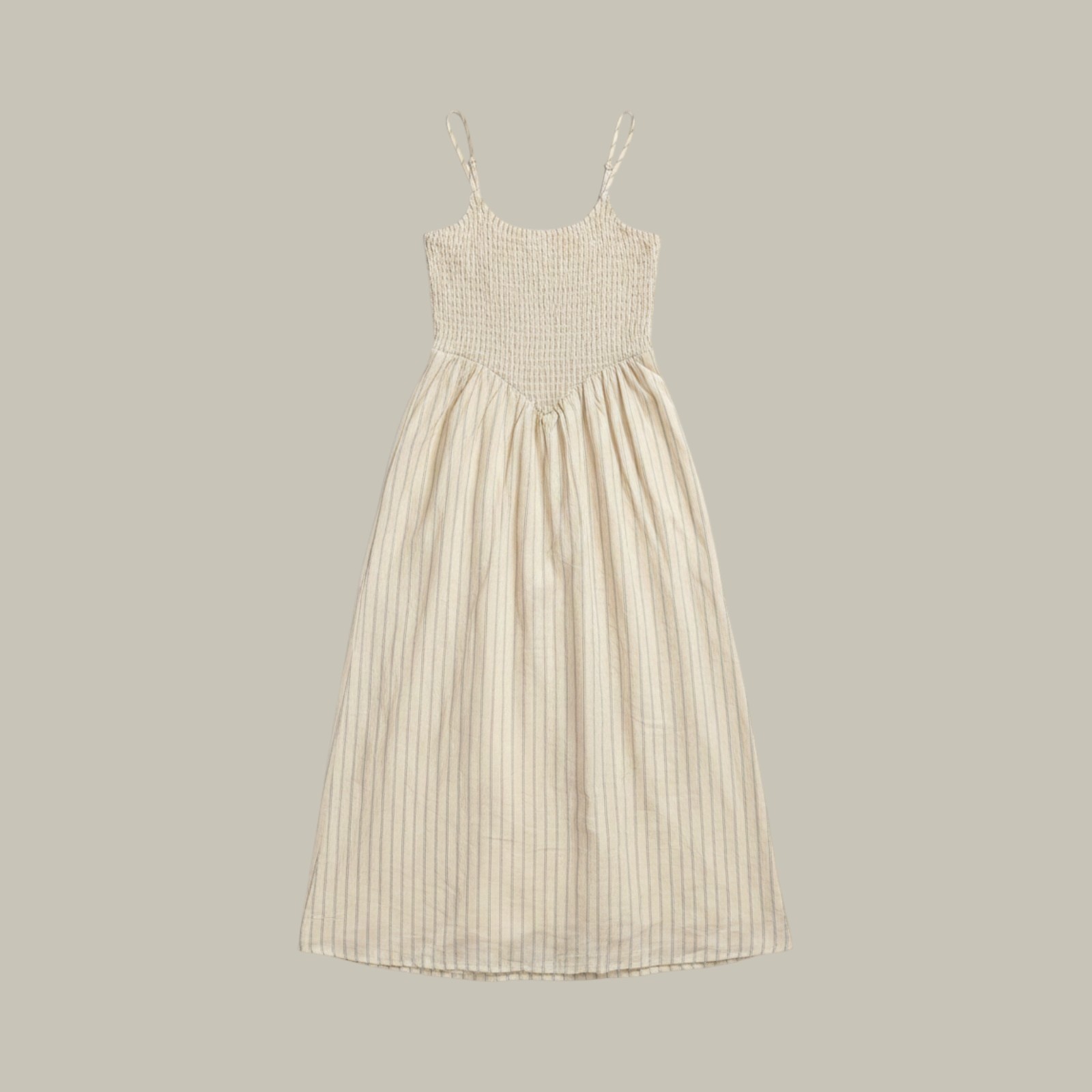 Altar’d State Midi Dress Women XL Natural Pinstripe Smocked Bodice Boho NWT $82