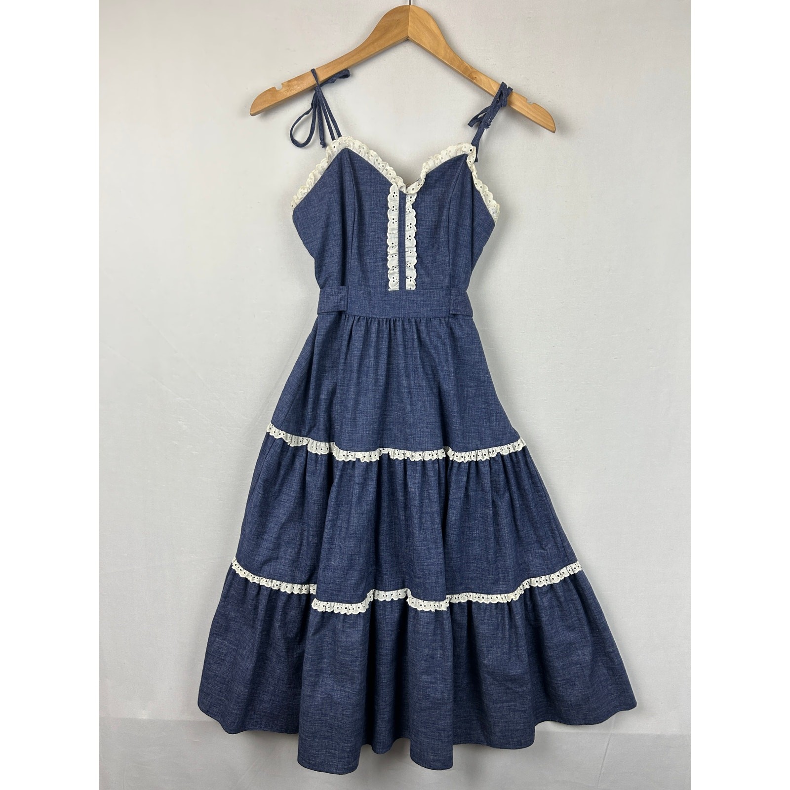 Take Too California Dress Sleeveless Tiered Blue True Vintage 70s Women’s Size 7