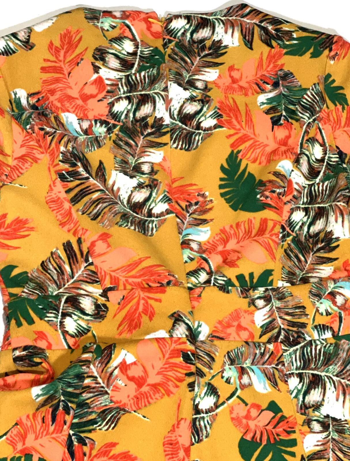 Shelby & Palmer Tropical Leaf Adjustable Belted Tie-Front Fit Flare Dress 6 NEW
