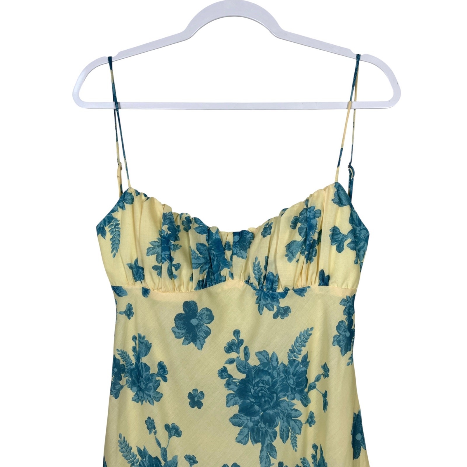 Billy J Margie Midi Dress Yellow Blue Floral Size 14 Romantic Wedding Guest