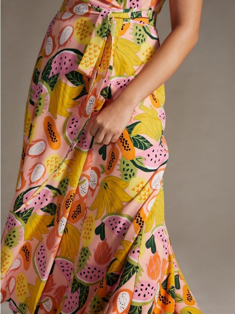 Hutch Fruit Print High Low Wrap Dress