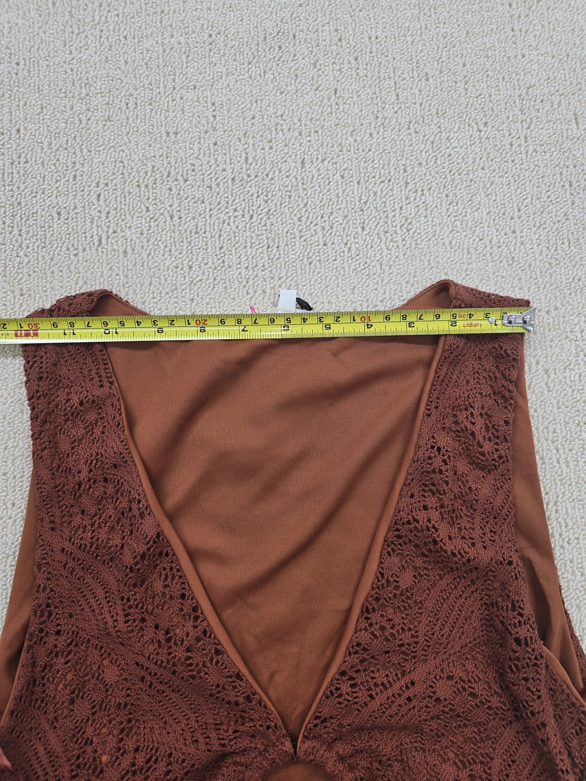 Melange x Kotn Rust Sleeveless Fringe Knit Dress L Women