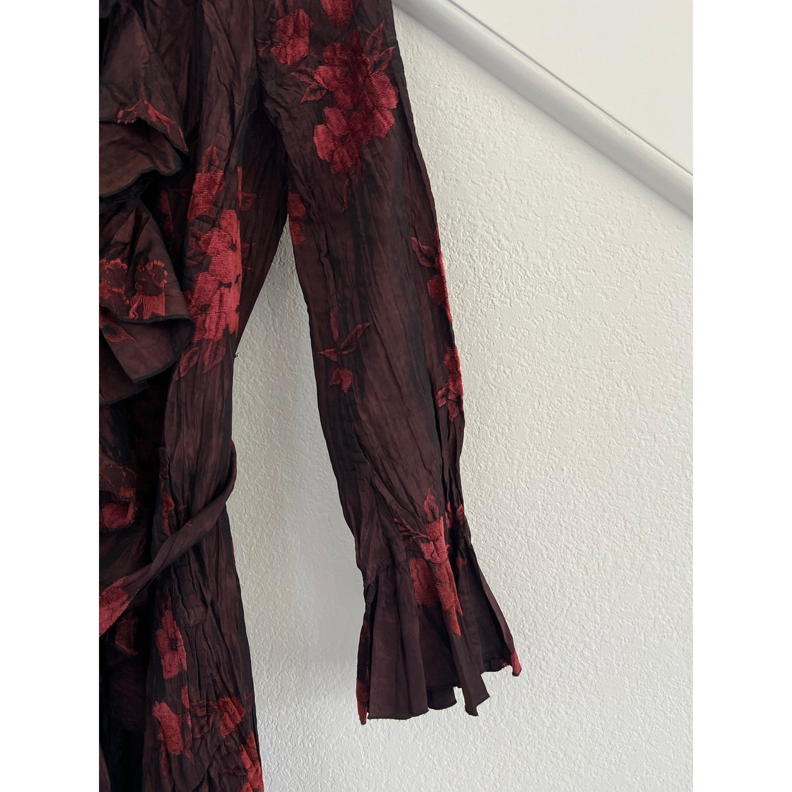 Alberto Makali Crushed Velvet Burnout Floral Mini Dress Small Whimsygoth Artsy