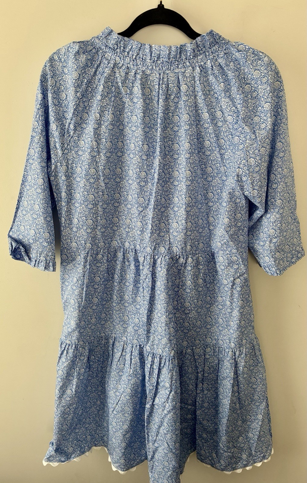 Sara Campbell Chantel Organic Cotton Dress French Blue Floral Size S NWT