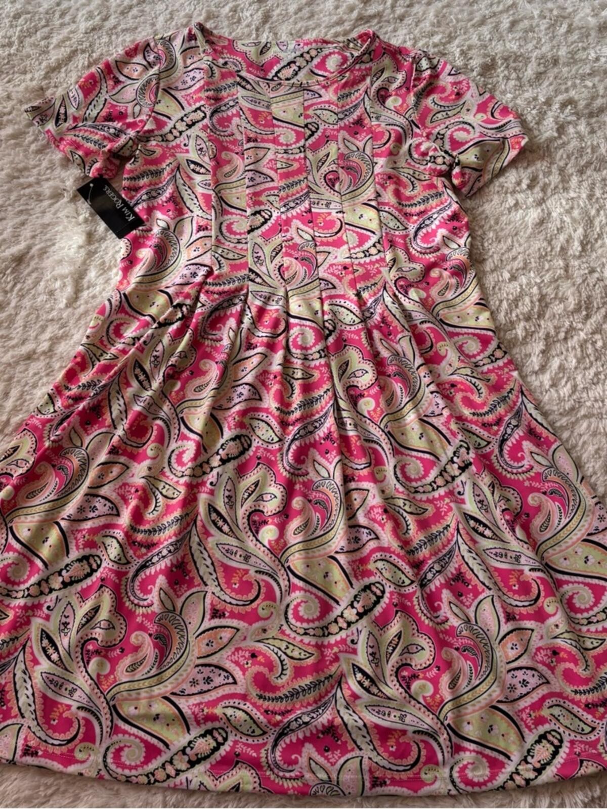 Kim Rogers Pink Paisley Print Dress Top