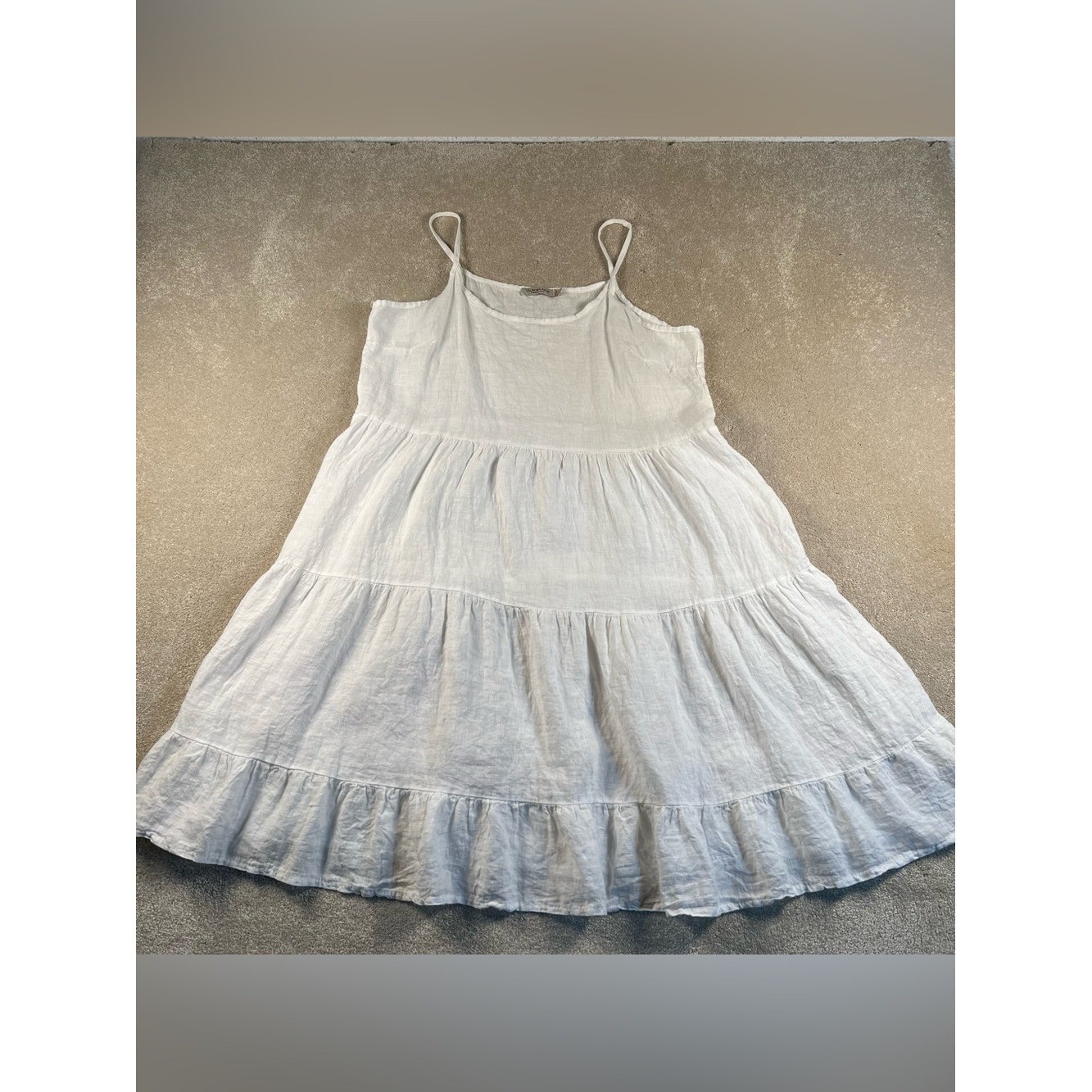 Valentina Naldi 100% Linen Dress Tiered Sun Dress Sleeveless Made in Italy Large