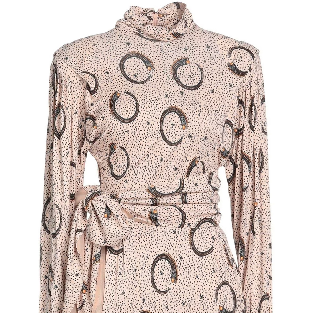 CAVALLI CLASS Dress Sash Waist Snake Print Belted Dress Pink Size 40 RP £622.00
