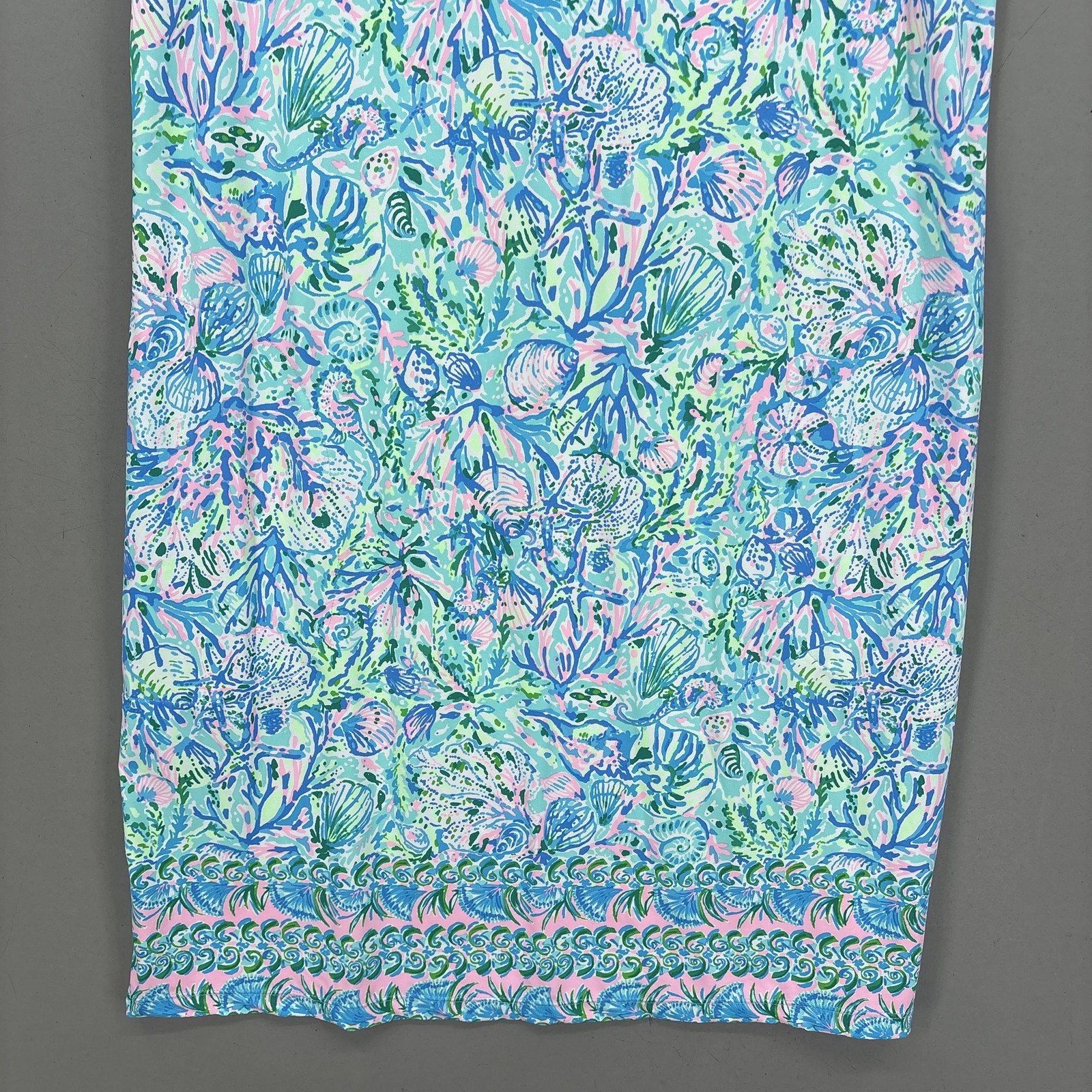 Lilly Pulitzer Dress Medium Blue Green Sea Life Shift Tank Keyhole Johana Preppy