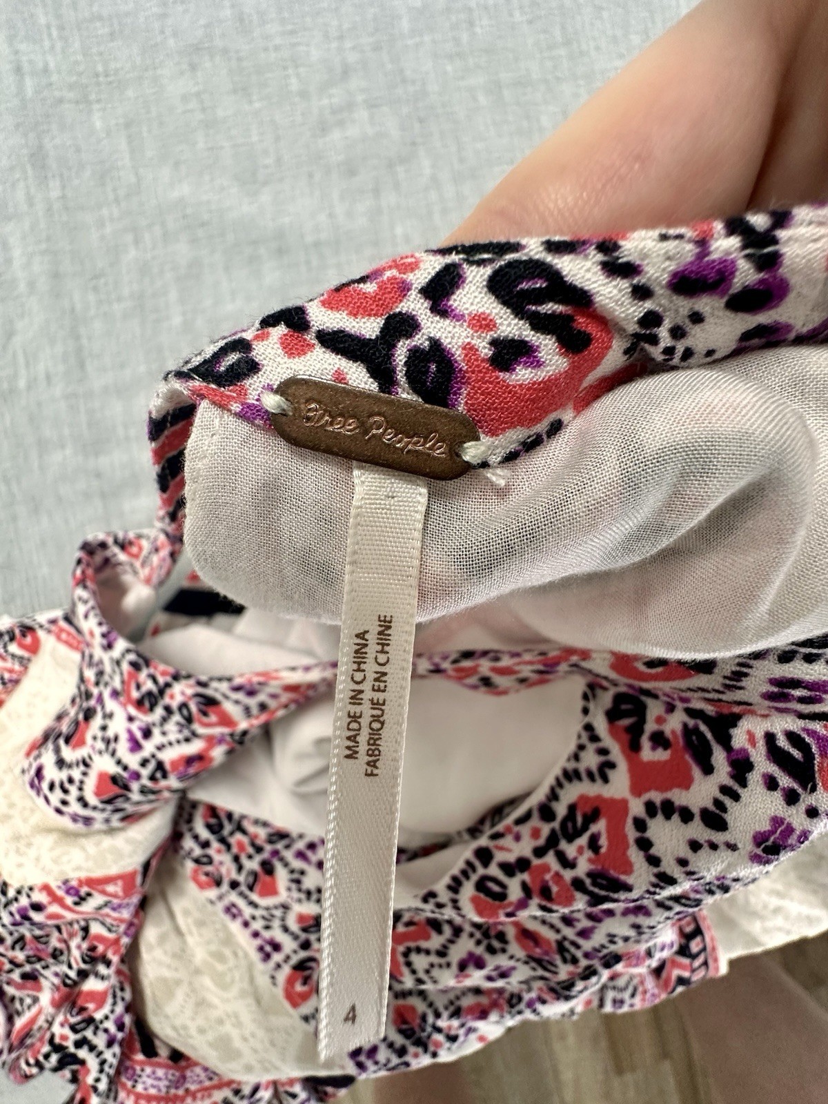 Free People Tegan Boarder Print Ivory Mini Dress Size 4