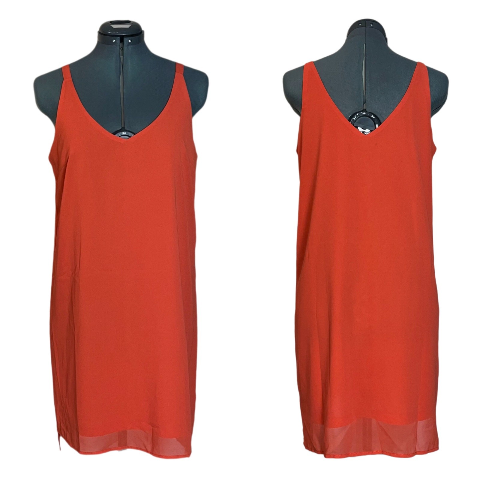 Fashion Union Orange Mini Slip Dress Thin Straps V-Neck Women’s size Small