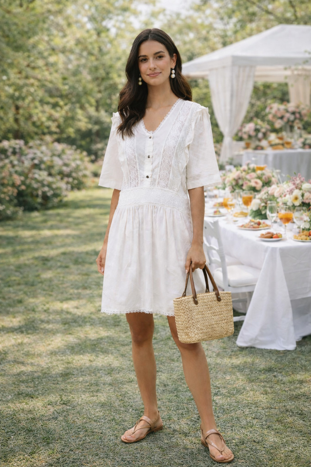 COACH White Eyelet Cotton Dress Spring Cottage Bridal LWD Graduation