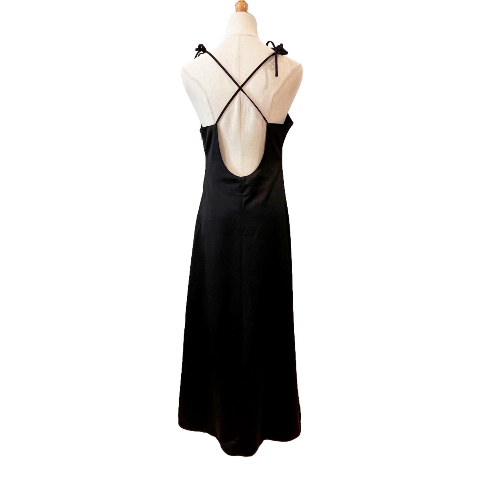 Jason Wu Black Ruched Satin Midi Slip Dress Large Ruched Front Cocktail