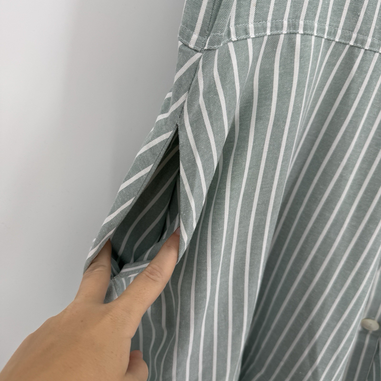 Tuckernuck Celadon Green Stripe Meryl Shirt Dress sz L NWT Fit-and-Flare Mini