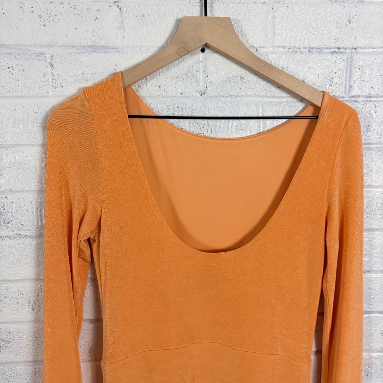Significant Other Dakota Maxi Dress Womens 6 Apricot Orange Long Sleeve Ruched