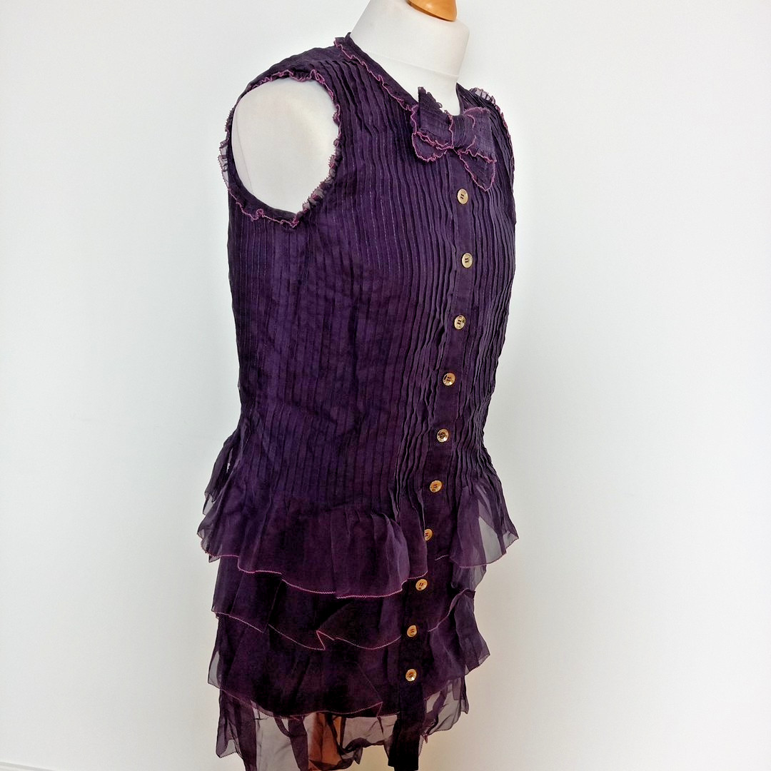 Luella Bartley Mauve Silk Ruffle Dress UK 10 Indie Romantic Y2K