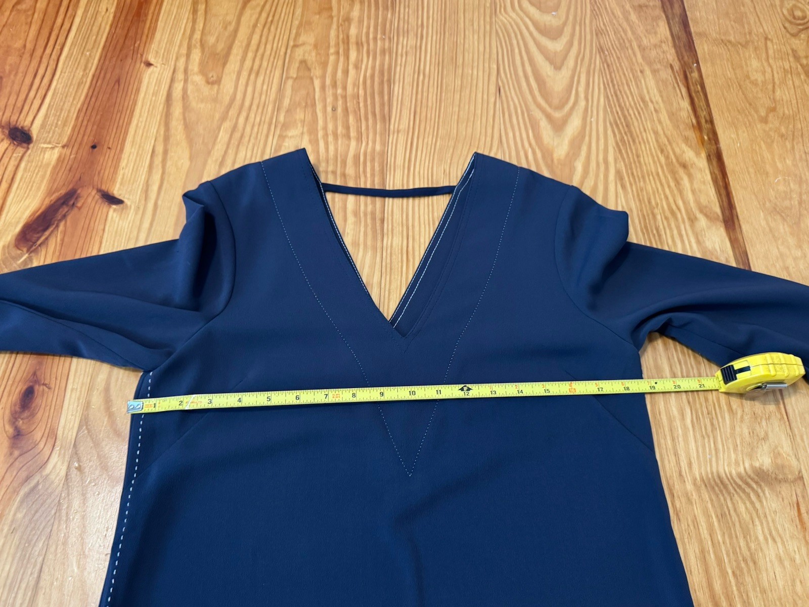 Brochu Walker Exposed Stitching V-Neck Mini Dress Slate Gray Blue Women’s Size S