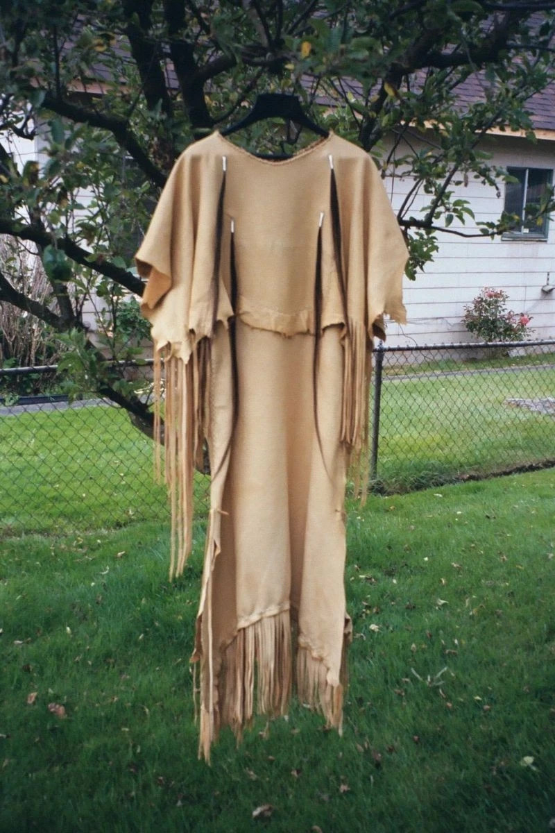 Traditional Plains Indian Buckskin Tasseled Dress, Antique Native American Dress