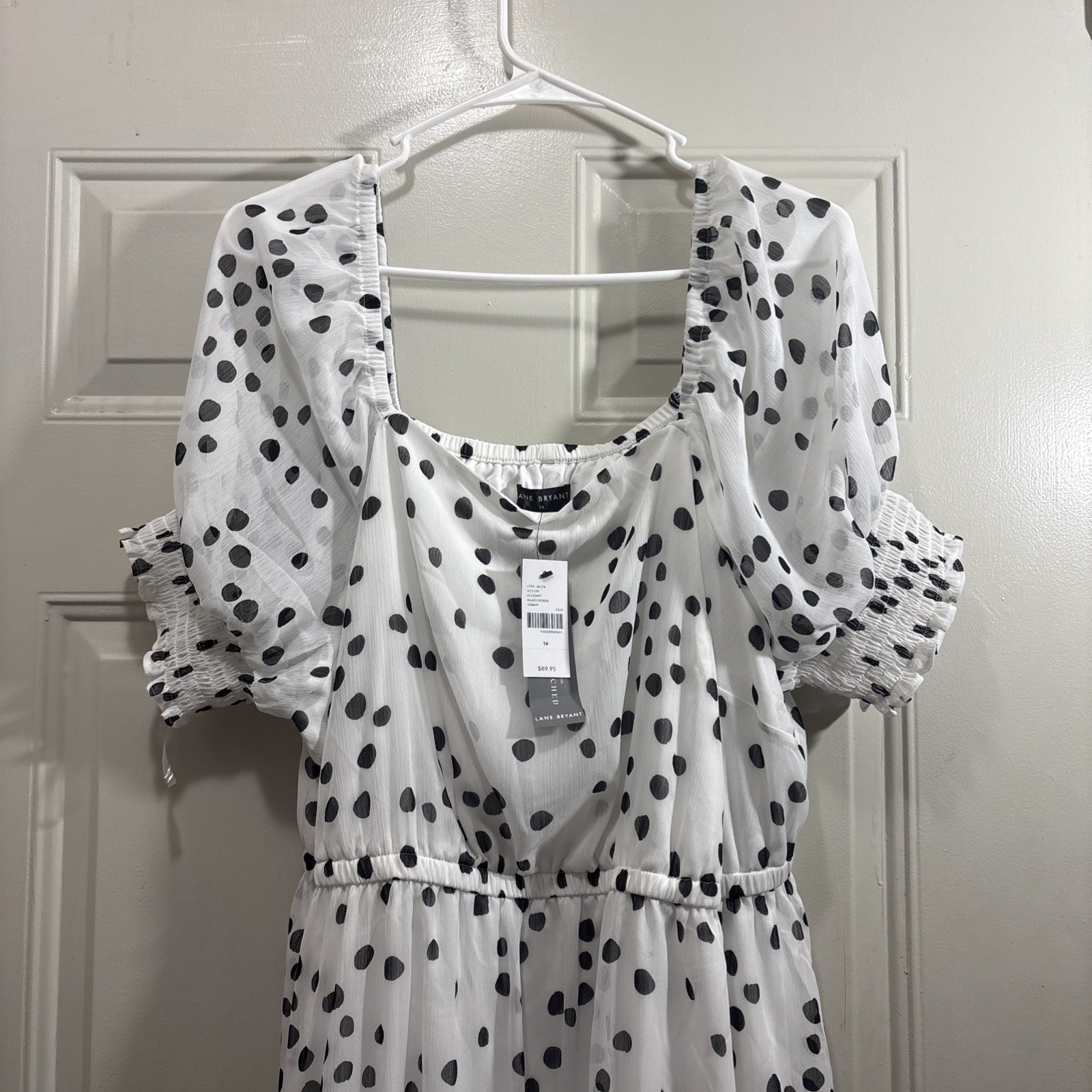 Lane Bryant Smocked Cuff-Sleeve Square-Neck Fit & Flare Dress Size 16 NWT