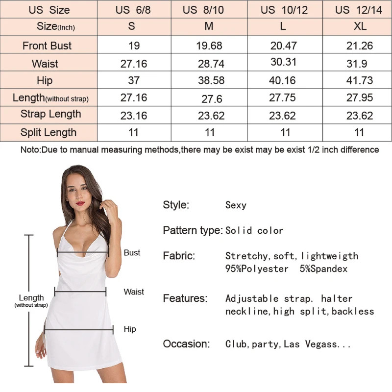 Hot Girl V Neck Backless Side Slit Sexy Slim Camisole Dress Summer Female