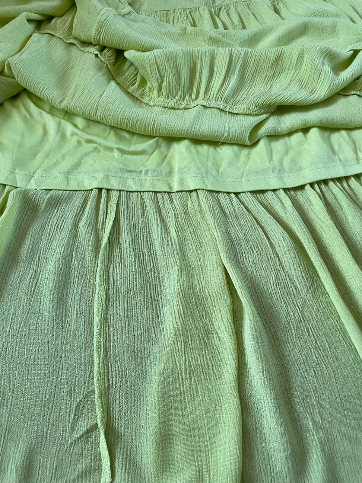 Yours lime green/yellow tiered midi summer dress with pockets uk 14 eur 42