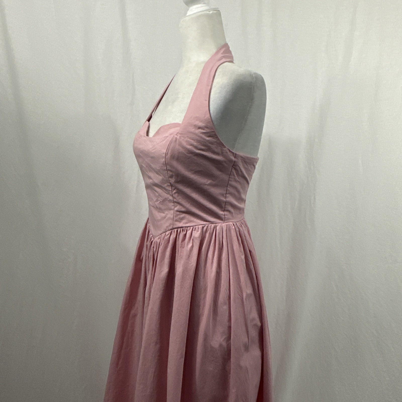 Saints & Secrets Pink Basque Waist Halter Neck Maxi Dress Womens Sz S Romantic