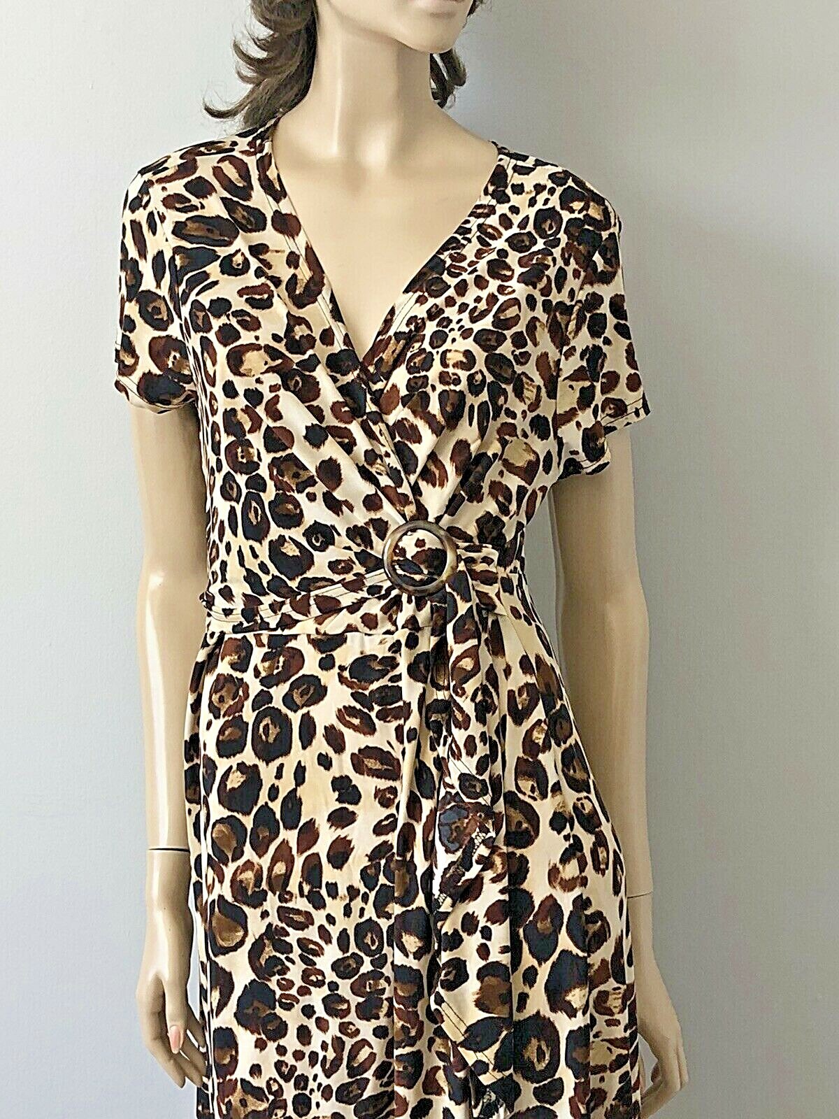 NWT MLLE GABRIELLE ANIMAL PRINT FAUX WRAP FULL LENGTH DRESS SIZE 2X