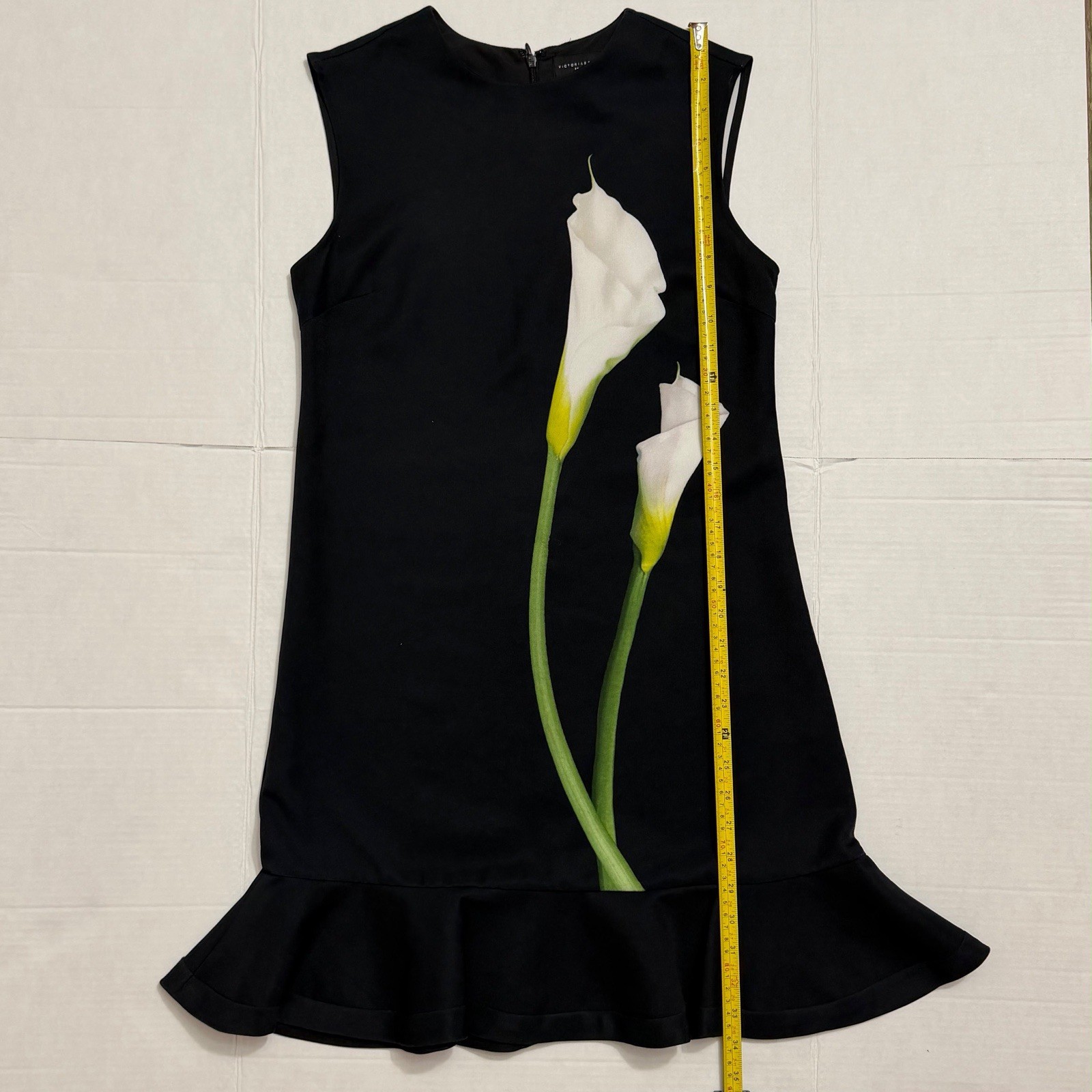Victoria Beckham – Black Floral Sleeveless Crew Dress – Size XS