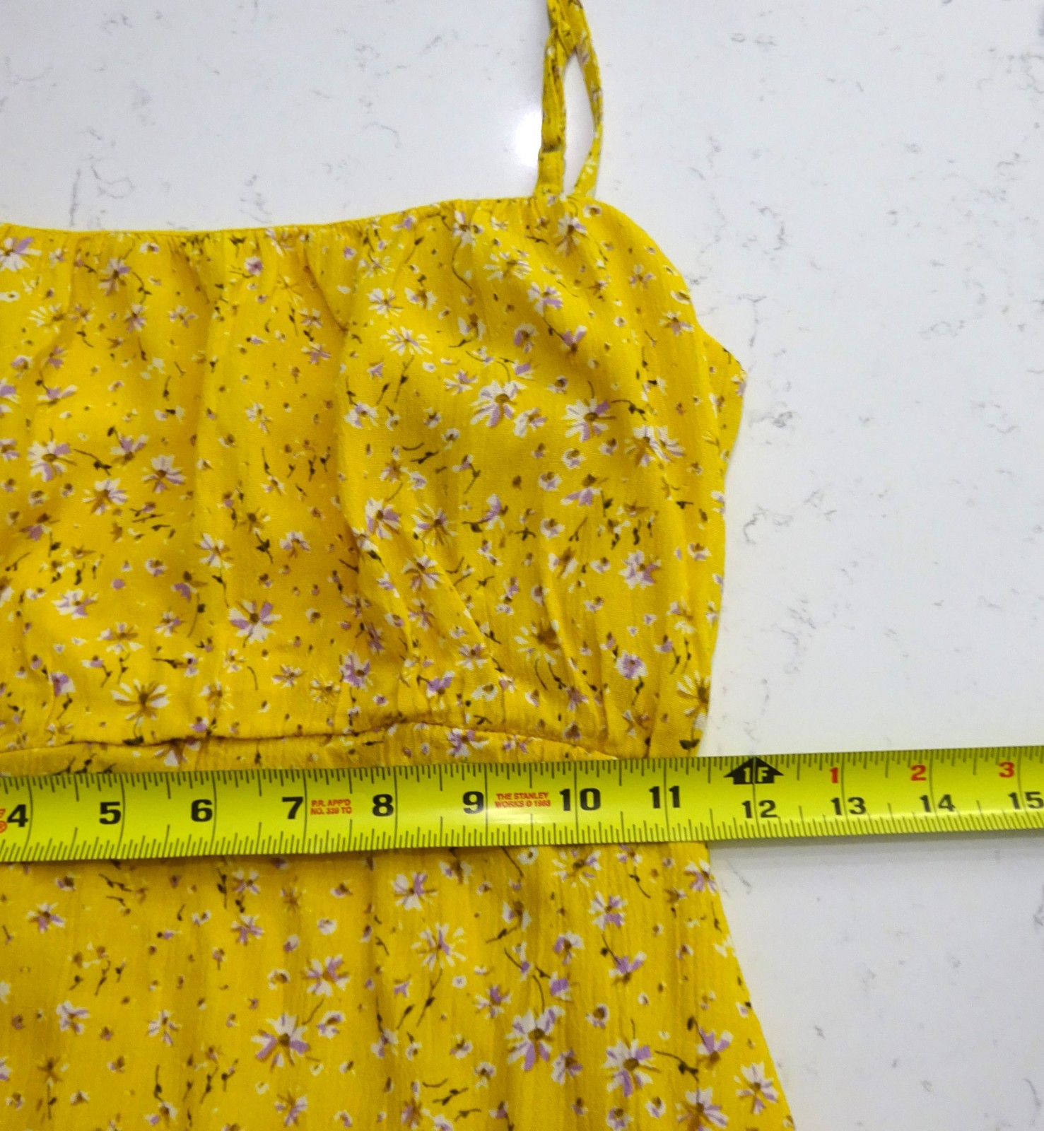 Sim & Sam Yellow Floral Rayon Tie Back Midi Dress Small Cutout Sundress