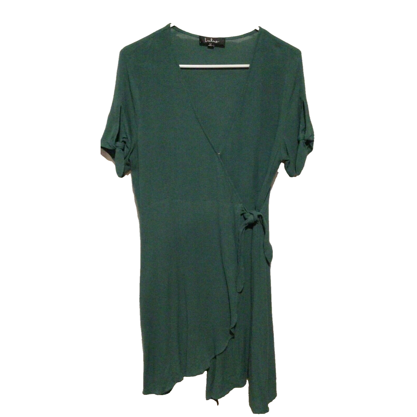 Lulus Women’s Green Wrap Dress with Tie Closure Size M Elegant Casual