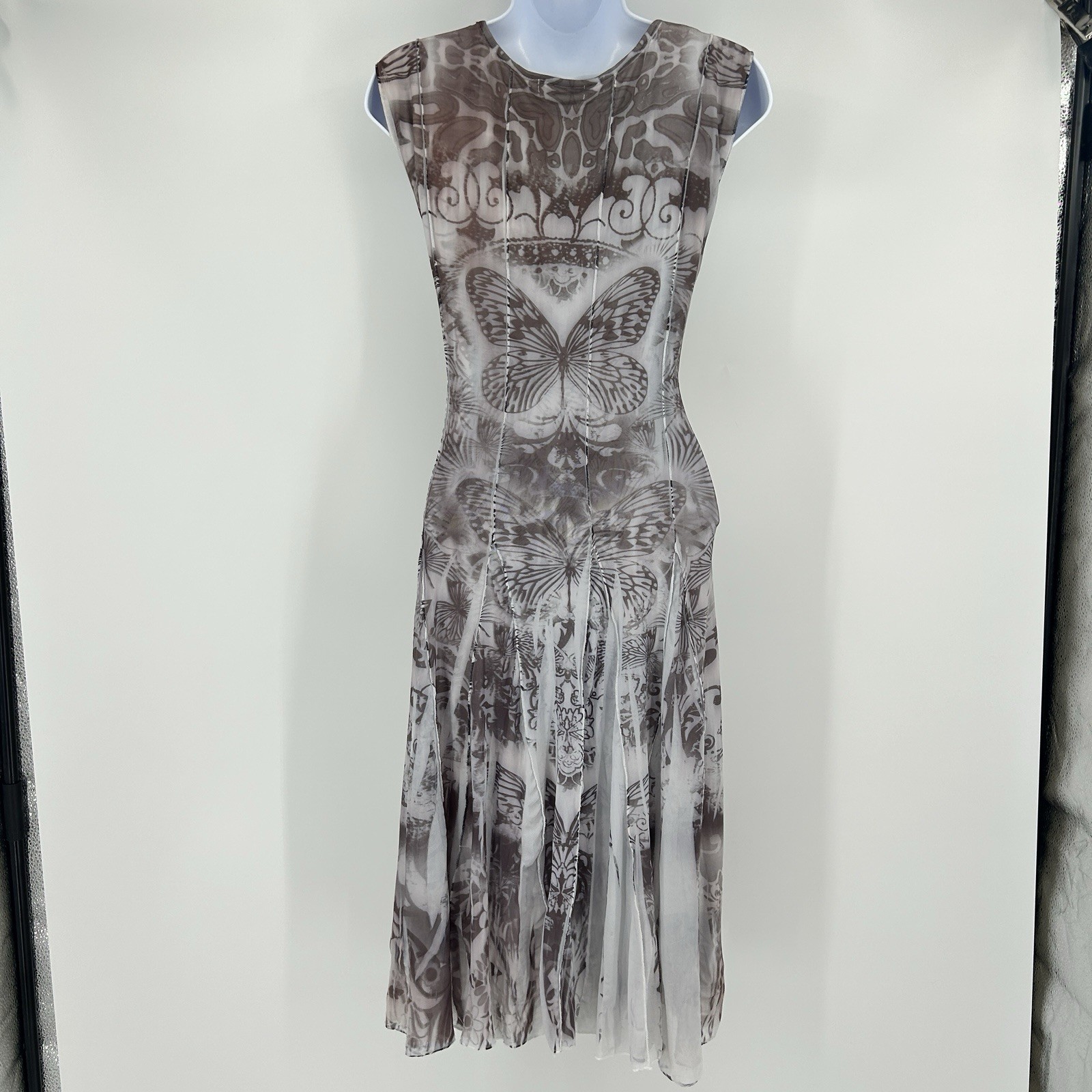 Fairy Grunge Butterfly Tattoo Print Midi Dress Womens L Indie Unique Whimsigoth