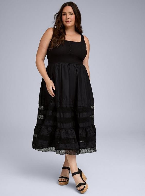 Torrid Belle Isle Tank Midi Dress Deep Black Size 1X NWT