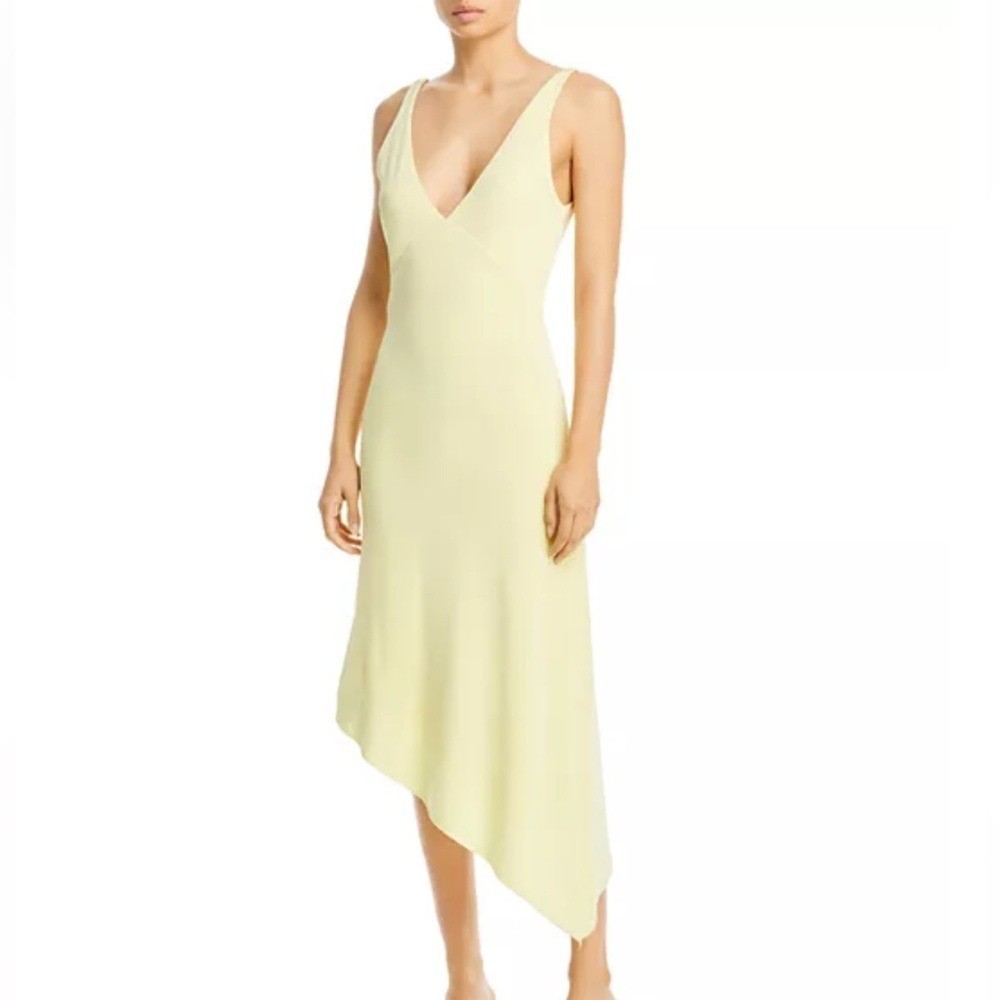 REMAIN BIRGER CHRISTENSEN Gosha diagonal hem deep v slip Dress Wax Yellow
