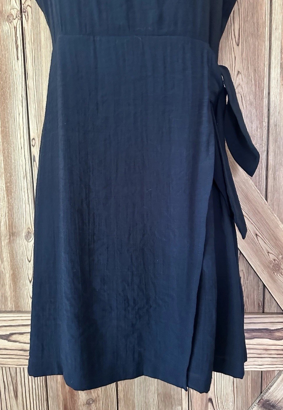 NINE WEST Black Spaghetti Strap Side-Tie Faux Wrap Mini Dress Size Small