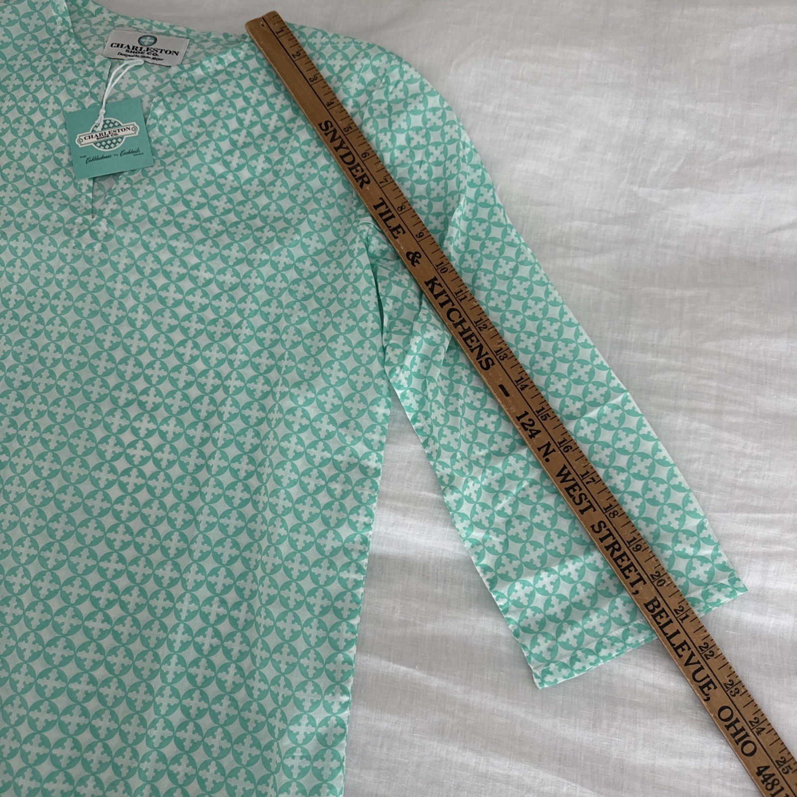 NWT Charleston Shoe Company By Steve Mayer Size Small Dress Aqua White Tunic