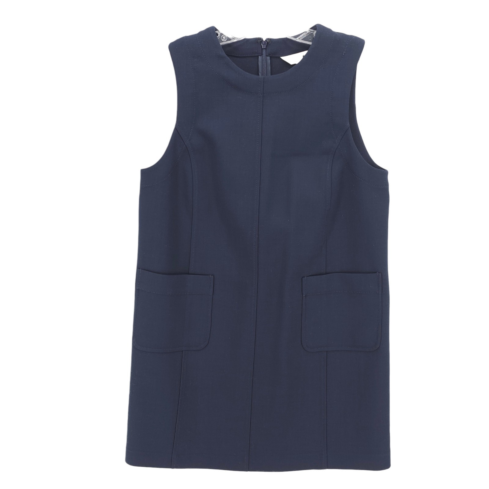 BODEN Pocket Detail Mini Shift Dress Navy Blue Polyester Wool Stretch US 10 R