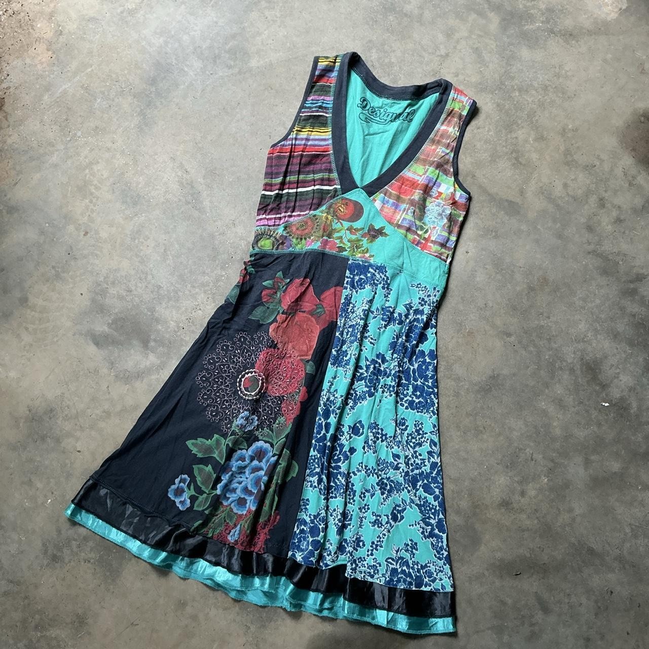 Desigual Patchwork Floral Mini Dress | Y2K Boho Fairy Grunge Sleeveless Dress